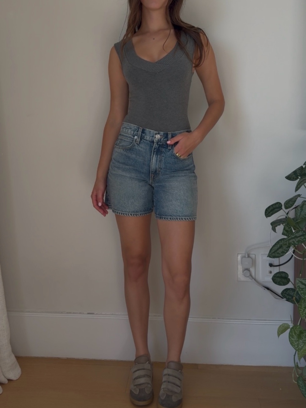SLVRLAKE Light Blue High-Rise Denim Shorts